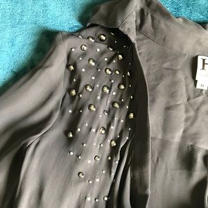 Haute hippie grey sheer blouse